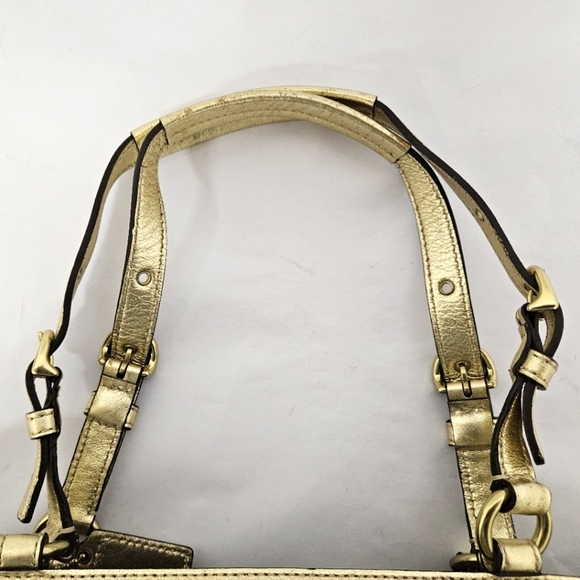 Coach Mosaic Leather Patchwork Shoulder Tote Bag in Gold and Tan F0993-F14004 - Picture 14 of 17